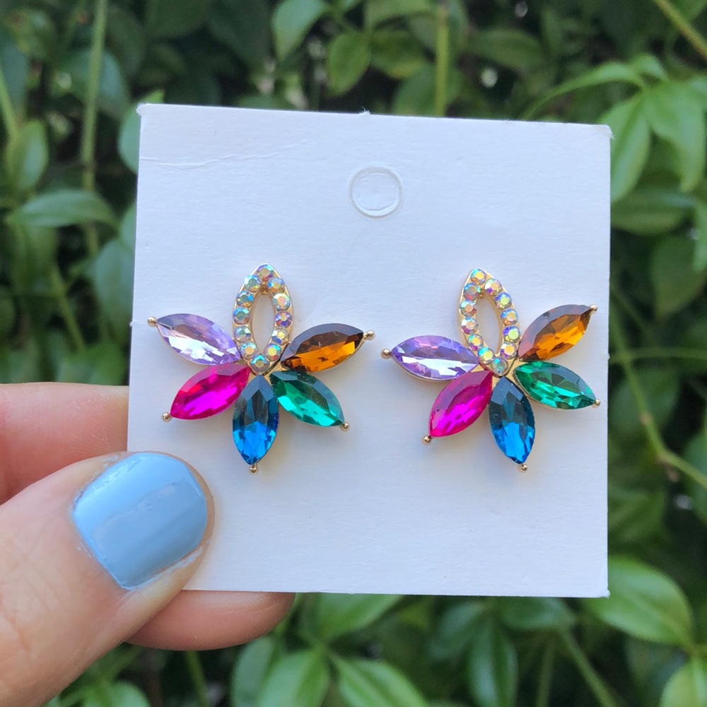 Multicolored Rainbow Aurora Borealis Crystal Earrings
